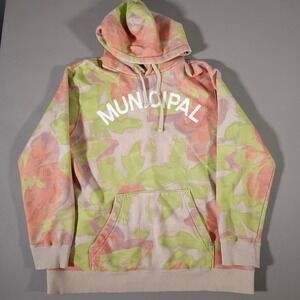 Municipal Hoodie‎ Mens XL Multi Color Floral Camo Print Fleece Sweatshirt